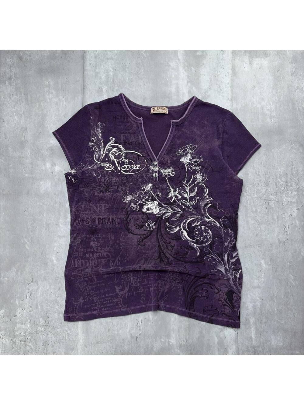 Y2K Purple Blue Canyon Grunge Gothic Skater Henley Shirt